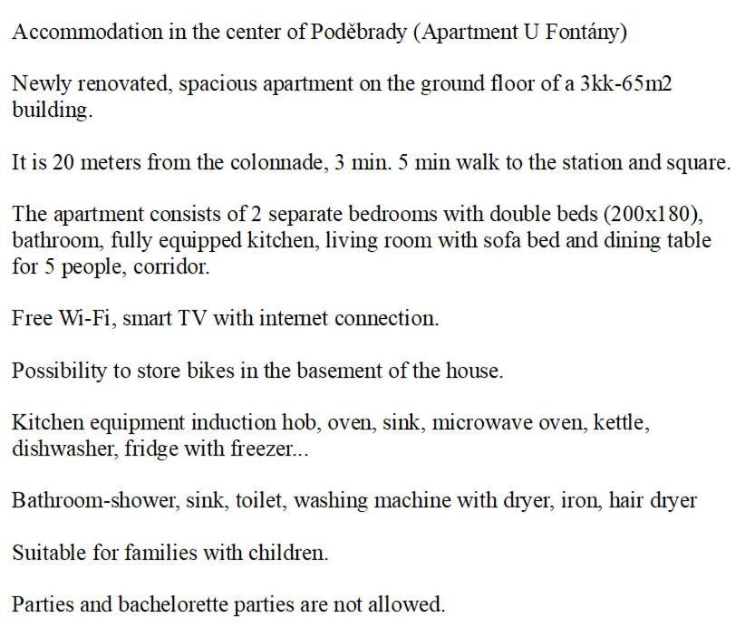 Apartman U Fontany Poděbrady Eksteriør bilde